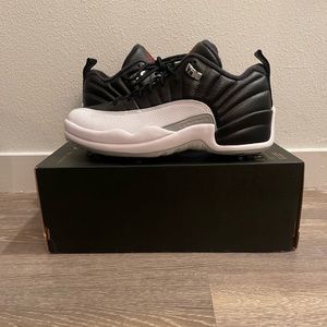 Nike Air Jordan 12 Low Golf Shoes Playoffs White/Black Mens DH4120-010
